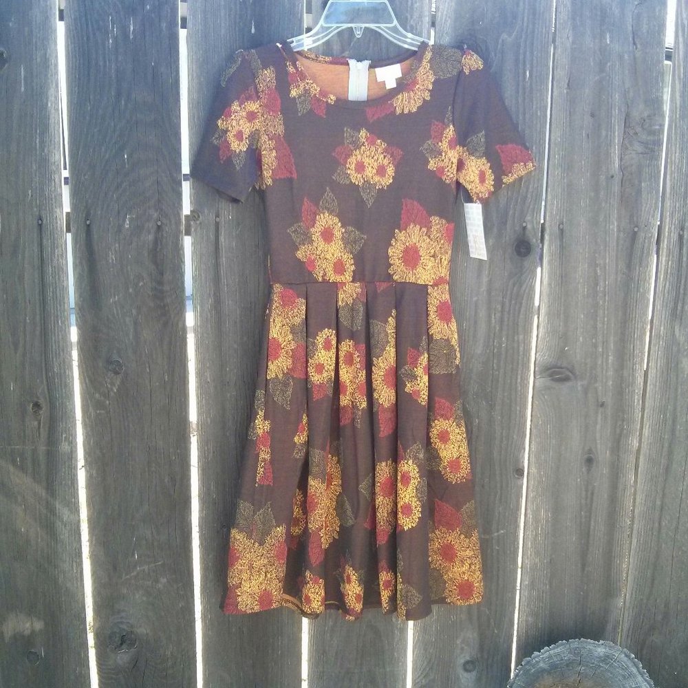 New NWT Brown & Yellow Floral Print Dress Size XS Feminine Retro Cottagecore